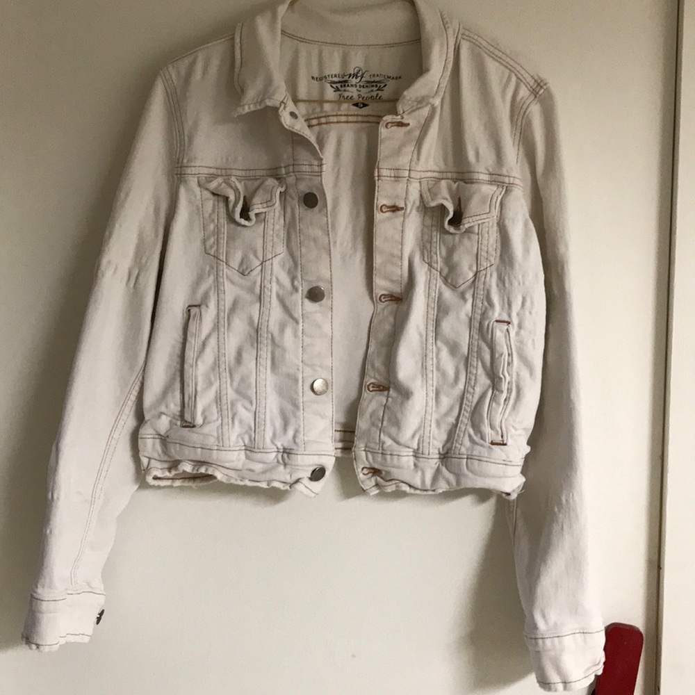 Vintage looking free people white jean jacket